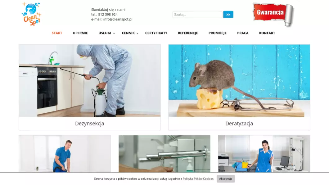CleanSpot | Usługi deratyzacji, dezynsekcji, dezodoryzacji, sprzątania i prania wykładzin - podgląd