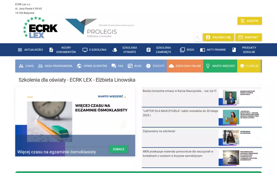 Szkolenia dla oświaty - ECRK LEX - podgląd